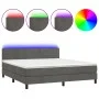 Box spring bed with mattress and LED dark gray velvet 160x200 cm by , Beds and slatted bases - Ref: Foro24-3134412, Price: 49...