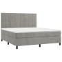 Cama box spring colchón y LED terciopelo gris claro 160x200 cm de , Camas y somieres - Ref: Foro24-3136131, Precio: 538,85 €,...