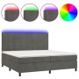 Cama box spring colchón y LED terciopelo gris oscuro 200x200 cm de , Camas y somieres - Ref: Foro24-3136144, Precio: 612,67 €...