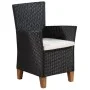 Set de comedor de jardín 7 pzas ratán sintético negro y marrón de vidaXL, Conjuntos de jardín - Ref: Foro24-44101, Precio: 49...