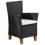 Set de comedor de jardín 7 pzas ratán sintético negro y marrón de vidaXL, Conjuntos de jardín - Ref: Foro24-44101, Precio: 49...