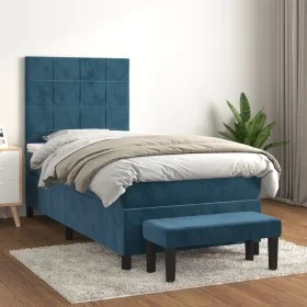 Cama box spring con colchón terciopelo azul oscuro 80x200 cm de , Camas y somieres - Ref: Foro24-3137813, Precio: 363,51 €, D...