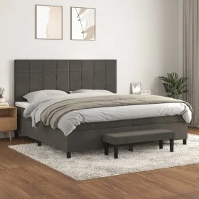 Box spring bed with dark gray velvet mattress 200x200 cm by , Beds and slatted bases - Ref: Foro24-3137864, Price: 696,49 €, ...