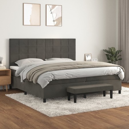 Cama box spring con colchón terciopelo gris oscuro 200x200 cm de , Camas y somieres - Ref: Foro24-3137864, Precio: 708,39 €, ...