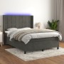 Cama box spring colchón y LED terciopelo gris oscuro 140x200 cm de , Camas y somieres - Ref: Foro24-3139566, Precio: 494,29 €...