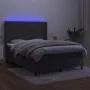Box spring bed with mattress and LED dark gray velvet 140x200 cm by , Beds and slatted bases - Ref: Foro24-3139566, Price: 47...