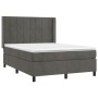 Cama box spring colchón y LED terciopelo gris oscuro 140x200 cm de , Camas y somieres - Ref: Foro24-3139566, Precio: 494,29 €...