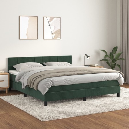 Cama box spring con colchón terciopelo verde oscuro 180x200 cm de , Camas y somieres - Ref: Foro24-3141320, Precio: 544,04 €,...