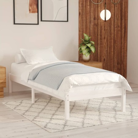 Estructura de cama madera maciza individual blanco 75x190 cm de , Camas y somieres - Ref: Foro24-809978, Precio: 61,42 €, Des...