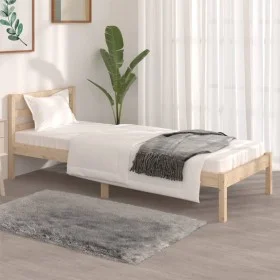 Estructura de cama madera maciza de pino 75x190 cm de , Camas y somieres - Ref: Foro24-810390, Precio: 61,07 €, Descuento: %
