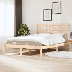 Solid pine wood bed frame 140x200 cm by , Beds and slatted bases - Ref: Foro24-3101023, Price: 126,12 €, Discount: %