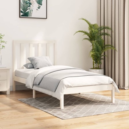 Estructura de cama madera maciza de pino blanco 75x190 cm de , Camas y somieres - Ref: Foro24-3105121, Precio: 104,74 €, Desc...
