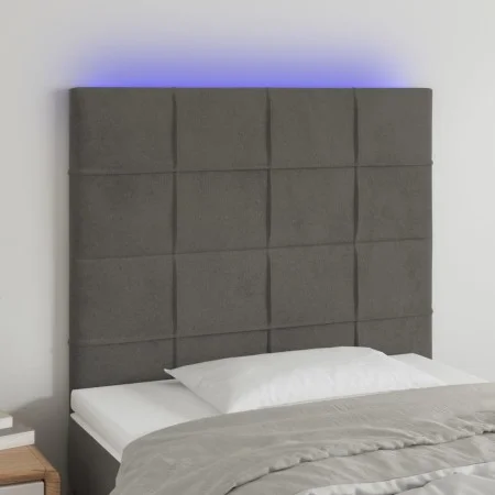 Kopfteil mit LED-Leuchten, dunkelgrauer Samt, 80 x 5 x 118/128 cm von , Kopf- und Fußteile - Ref: Foro24-3122455, Preis: 78,1...