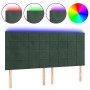 Cabecero con luces LED terciopelo verde oscuro 160x5x118/128 cm de , Cabeceros y pies de cama - Ref: Foro24-3122481, Precio: ...