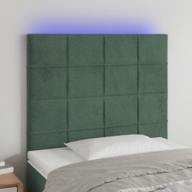 Cabecero con luces LED terciopelo verde oscuro 80x5x118/128 cm de , Cabeceros y pies de cama - Ref: Foro24-3122457, Precio: 5...