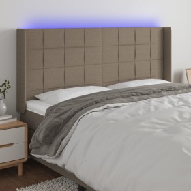 Cabecero con LED de tela gris taupe 203x16x118/128 cm de , Cabeceros y pies de cama - Ref: Foro24-3124074, Precio: 128,84 €, ...