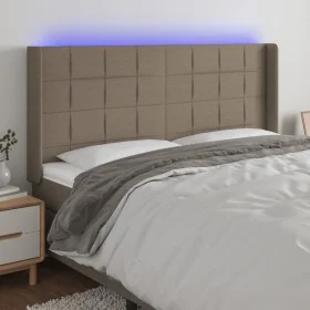 Kopfteil mit LED aus taupegrauem Stoff 203x16x118/128 cm von , Kopf- und Fußteile - Ref: Foro24-3124074, Preis: 130,09 €, Rab...