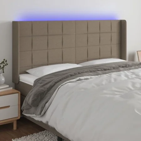 Kopfteil mit LED aus taupegrauem Stoff 203x16x118/128 cm von , Kopf- und Fußteile - Ref: Foro24-3124074, Preis: 130,09 €, Rab...