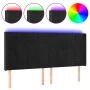 Black velvet headboard with LED 163x16x118/128 cm by , Headboards and footboards - Ref: Foro24-3124104, Price: 140,46 €, Disc...