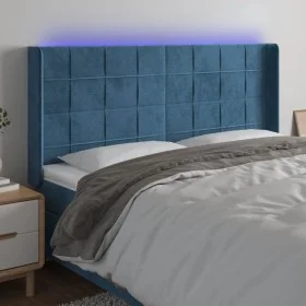 Dark blue velvet LED headboard 163x16x118/128 cm by , Headboards and footboards - Ref: Foro24-3124106, Price: 133,58 €, Disco...