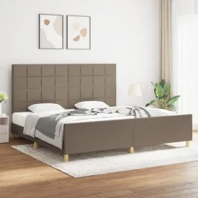 Bed frame with headboard in taupe gray fabric 200x200 cm by , Beds and slatted bases - Ref: Foro24-3125085, Price: 241,90 €, ...