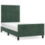 Estructura cama con cabecero terciopelo verde oscuro 90x200 cm de , Camas y somieres - Ref: Foro24-3125736, Precio: 147,47 €,...