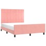 Estructura de cama con cabecero de terciopelo rosa 140x200 cm de , Camas y somieres - Ref: Foro24-3125762, Precio: 219,80 €, ...