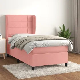 Box spring bed with pink velvet mattress 80x200 cm by , Beds and slatted bases - Ref: Foro24-3129182, Price: 351,94 €, Discou...