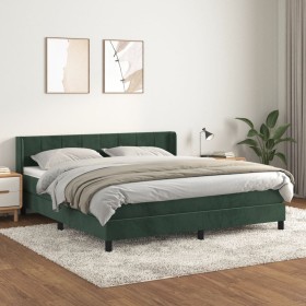 Cama box spring con colchón terciopelo verde oscuro 180x200 cm de , Camas y somieres - Ref: Foro24-3130976, Precio: 566,78 €,...