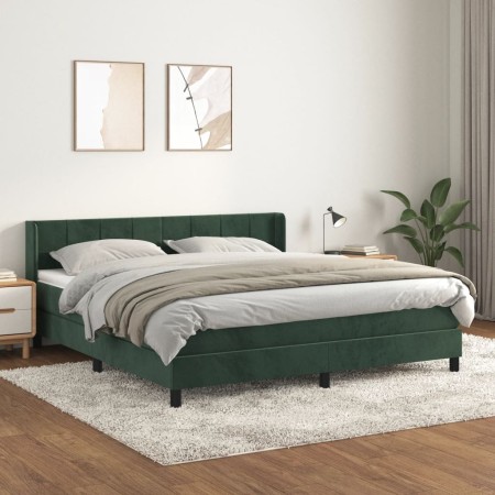 Cama box spring con colchón terciopelo verde oscuro 180x200 cm de , Camas y somieres - Ref: Foro24-3130976, Precio: 566,78 €,...