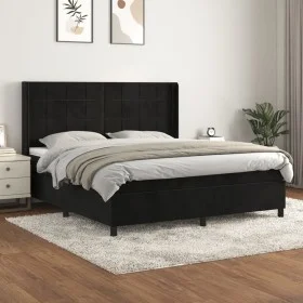 Box spring bed with black velvet mattress 160x200 cm by , Beds and slatted bases - Ref: Foro24-3132689, Price: 568,20 €, Disc...