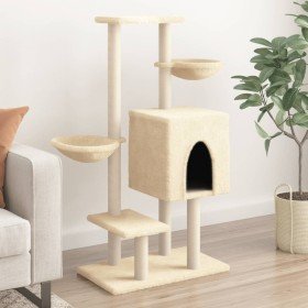 Rascador para gatos con postes de sisal color crema 117 cm en Mobiliario para gatos | Comprar online en Foru.es
