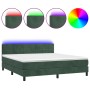 Cama box spring colchón y LED terciopelo verde oscuro 180x200cm de , Camas y somieres - Ref: Foro24-3134420, Precio: 553,42 €...