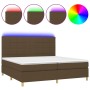Cama box spring colchón luces LED tela marrón oscuro 200x200 cm de , Camas y somieres - Ref: Foro24-3135464, Precio: 652,59 €...