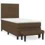 Box spring bed with dark brown fabric mattress 100x200 cm by , Beds and slatted bases - Ref: Foro24-3136576, Price: 392,66 €,...