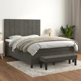 Cama box spring con colchón terciopelo gris oscuro 140x190 cm de , Camas y somieres - Ref: Foro24-3137840, Precio: 547,02 €, ...