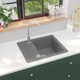 Fregadero de cocina de granito con un seno gris de vidaXL, Fregaderos - Ref: Foro24-142953, Precio: 144,00 €, Descuento: %