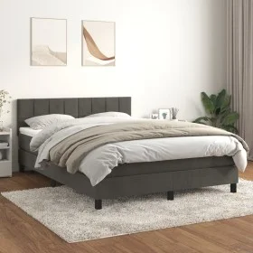 Cama box spring con colchón terciopelo gris oscuro 140x200 cm de , Camas y somieres - Ref: Foro24-3141306, Precio: 418,06 €, ...