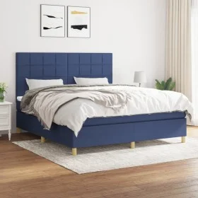Cama box spring con colchón tela azul 160x200 cm de , Camas y somieres - Ref: Foro24-3142351, Precio: 548,52 €, Descuento: %