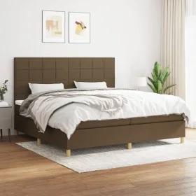 Box spring bed with dark brown fabric mattress 200x200 cm by , Beds and slatted bases - Ref: Foro24-3142364, Price: 644,12 €,...