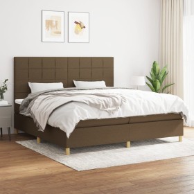 Cama box spring con colchón tela marrón oscuro 200x200 cm de , Camas y somieres - Ref: Foro24-3142364, Precio: 654,38 €, Desc...