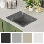 Fregadero de cocina de granito con un seno gris de vidaXL, Fregaderos - Ref: Foro24-142953, Precio: 144,00 €, Descuento: %