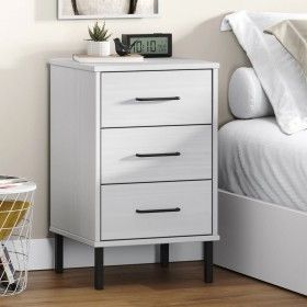 Mesita de noche patas de metal madera maciza pino blanca OSLO de vidaXL, Mesitas de noche - Ref: Foro24-350978, Precio: 82,57...