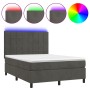Cama box spring colchón y LED terciopelo gris oscuro 140x190 cm de , Camas y somieres - Ref: Foro24-3136120, Precio: 490,45 €...