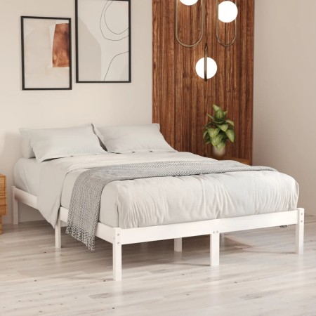 Estructura de cama doble pequeña madera maciza blanca 120x190cm de , Camas y somieres - Ref: Foro24-809988, Precio: 90,23 €, ...