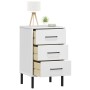 Mesita de noche patas de metal madera maciza pino blanca OSLO de vidaXL, Mesitas de noche - Ref: Foro24-350978, Precio: 82,57...