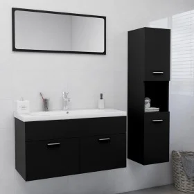 Conjunto de muebles de baño aglomerado negro de , Muebles de baño - Ref: Foro24-3070974, Precio: 150,48 €, Descuento: %