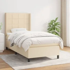 Box spring bed with cream fabric mattress 90x200 cm by , Beds and slatted bases - Ref: Foro24-3131406, Price: 327,35 €, Disco...