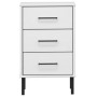 Mesita de noche patas de metal madera maciza pino blanca OSLO de vidaXL, Mesitas de noche - Ref: Foro24-350978, Precio: 82,57...