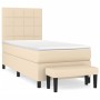 Cama box spring con colchón tela color crema 90x200 cm de , Camas y somieres - Ref: Foro24-3136570, Precio: 356,64 €, Descuen...